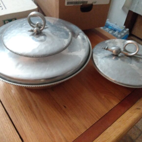 2 Vintage Silver Aluminum BW Buenilum Covered Casserole Dishes Mid Century - Picture 2 of 8